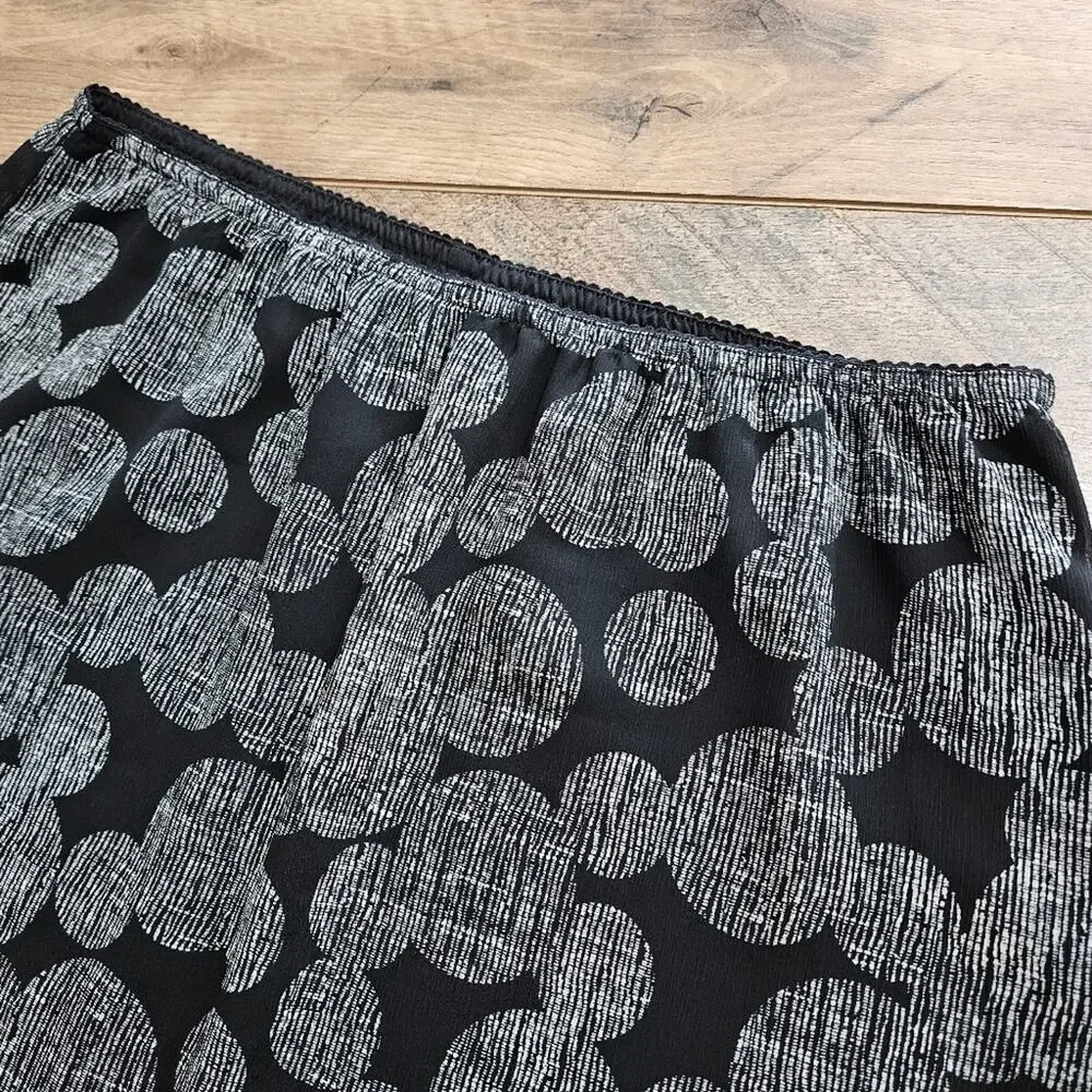 Croft & Barrow Circle Print Black and Gray Pull On Lined Midi Skirt Plus Size 14